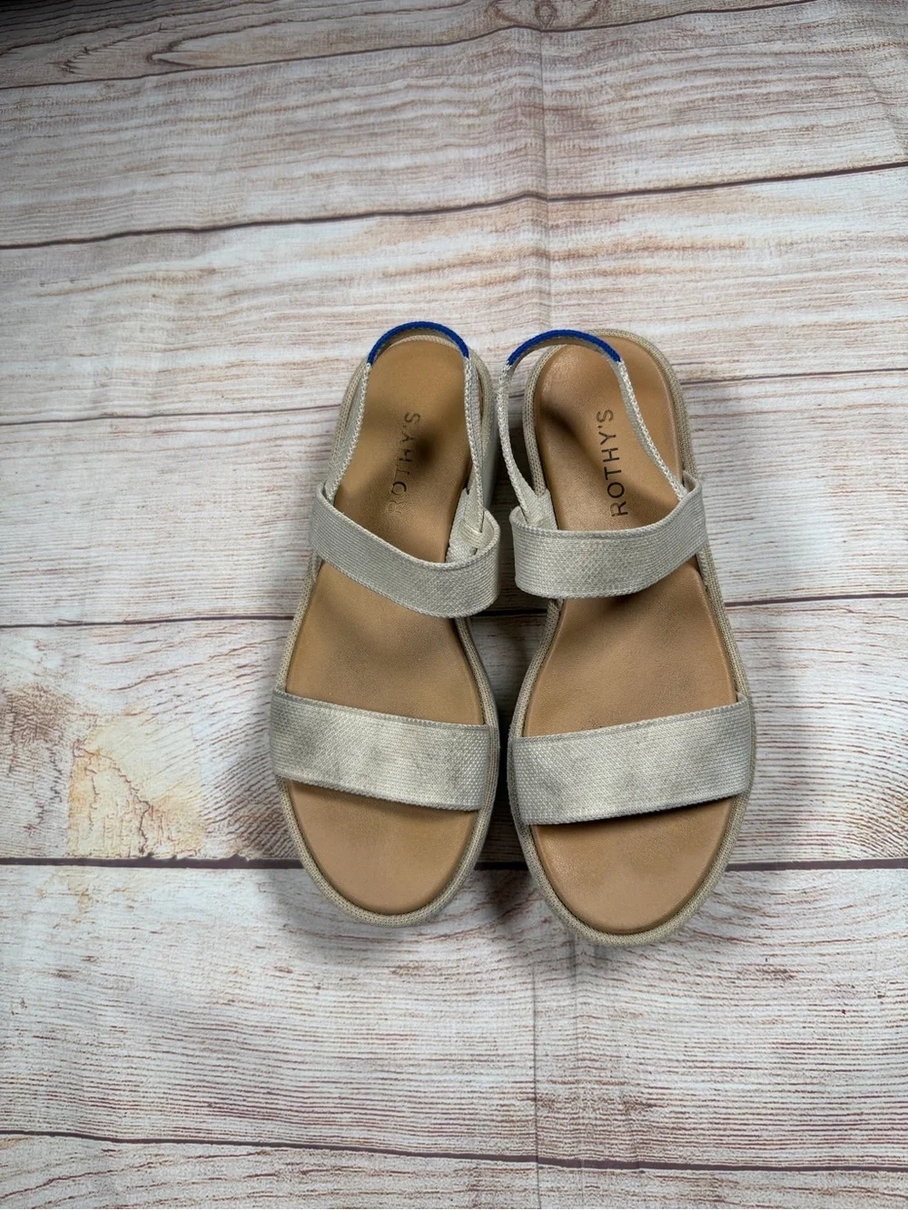 Rothy's Women's Neutral Beige-Taupe Slingback Wedge Sandals